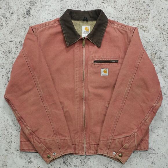 Vintage Carhartt WOMENS WJ097 VRS FADED Pink Detroit Jacket Size Large - Picture 3 of 16